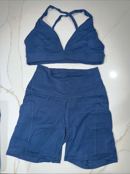 CRZ YOGA Other - CRZ YOGA Blue Sports Bra and High-Waist Biker Shorts Set